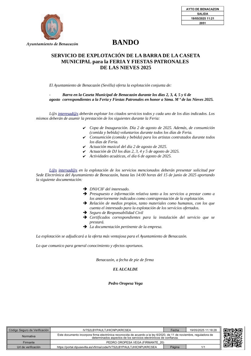 Bando Caseta Polivalente Nieves 2025