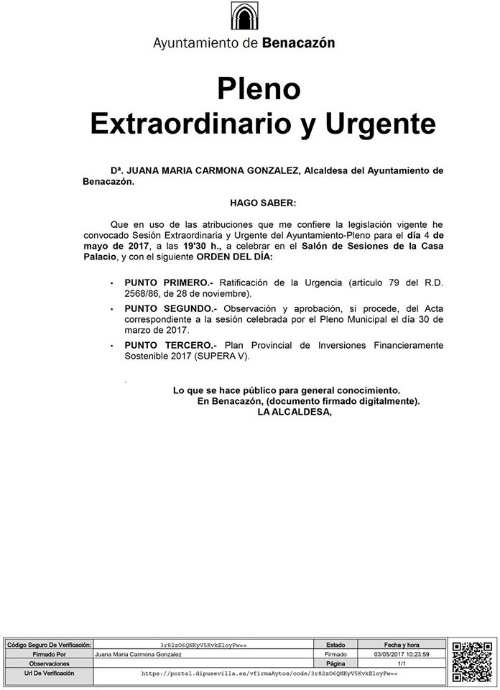 Alcaldía_Bando Pleno Ordinario y Urgente 4may17