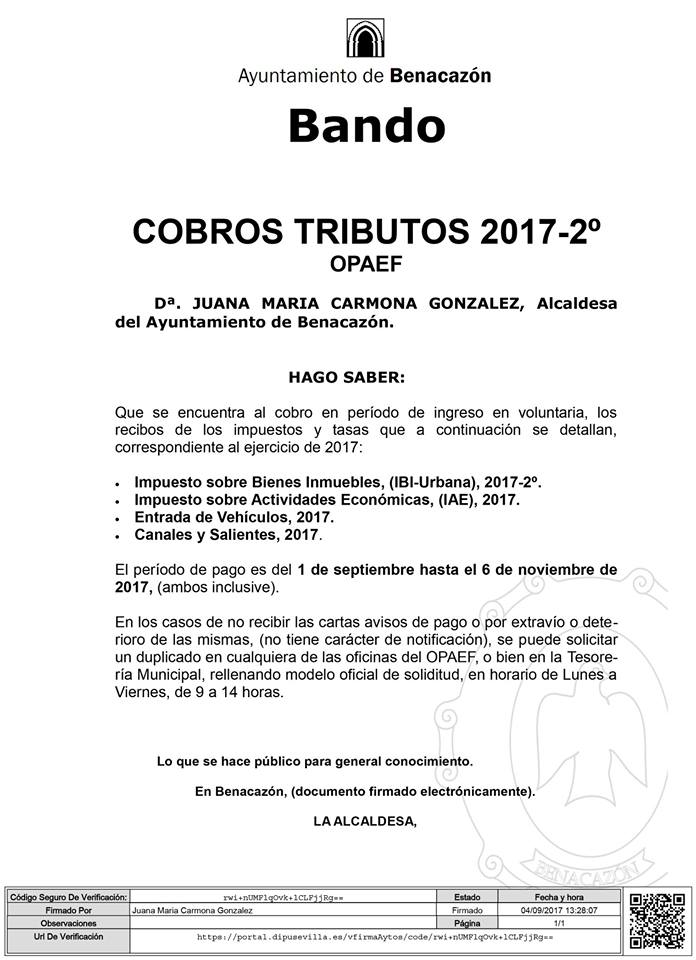 Economía_Bando Cobro Tributos