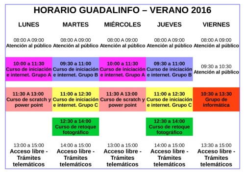 Innovación_Horario Guadalinfo Verano 2016