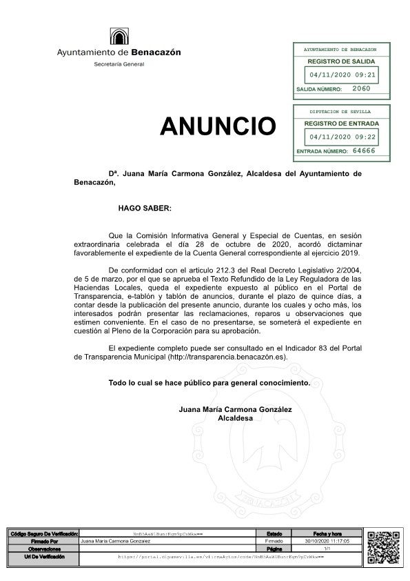 ANUNCIO Cuenta General 2019