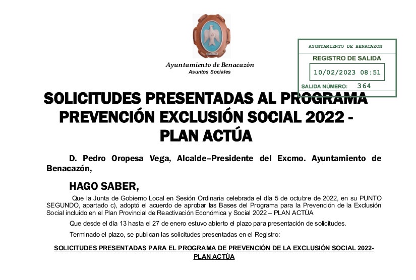 ANUNCIO SOLICITUDES PRESENTADAS PES