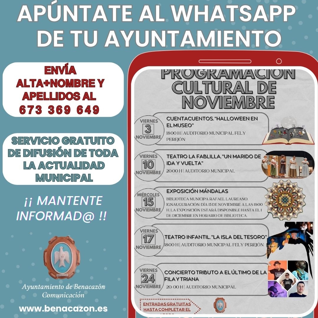APÚNTATE AL WHATSAPP DEL AYTO