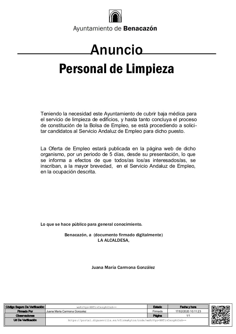 Anuncio_Personal de Limpieza