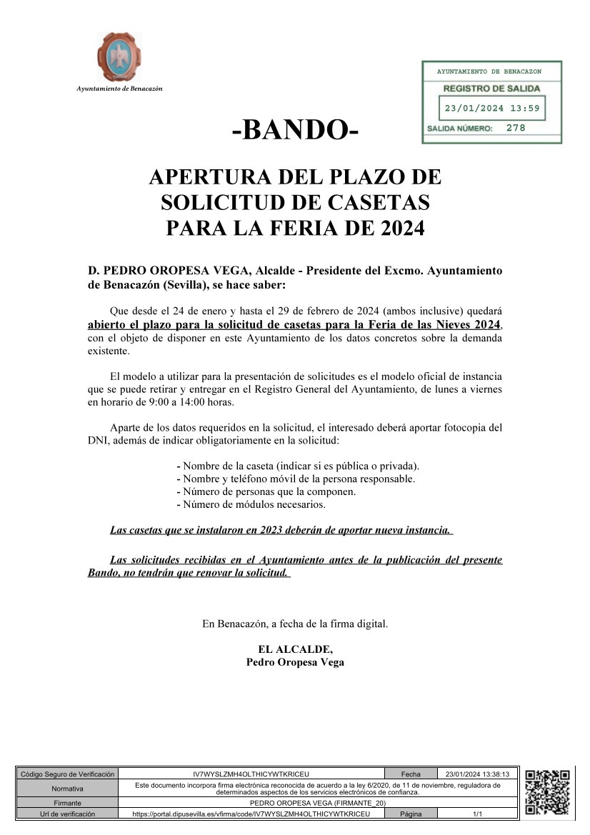 BANDO CASETAS DE FERIA 2024