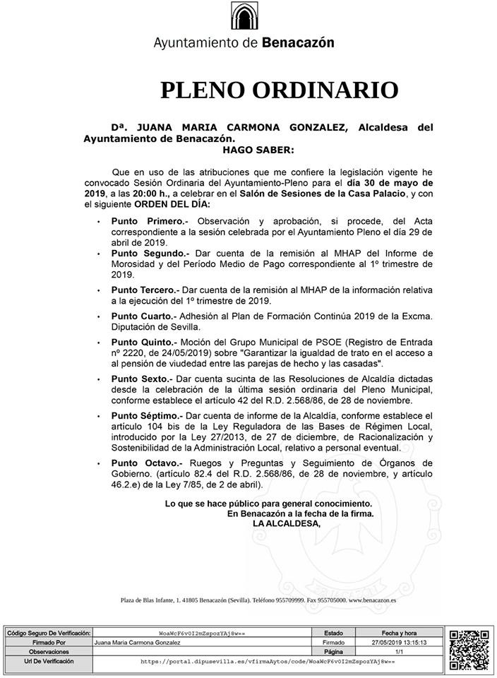 BANDO_Pleno Ordinario 30.05.2019
