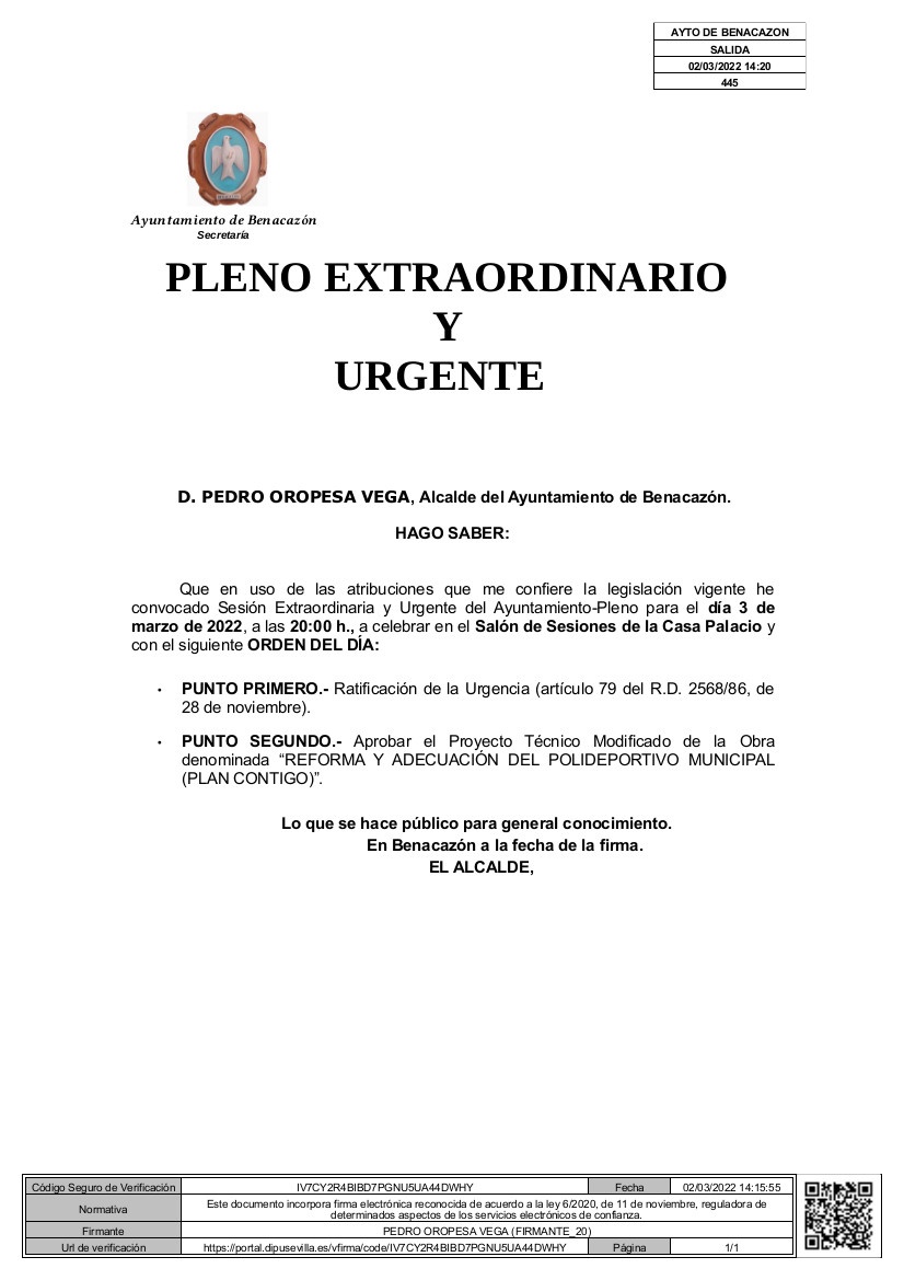 Bando_Pleno EXTRA Y URGENTE 03.03.2022