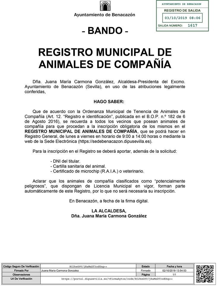 Bando_Registro Animales Compañía