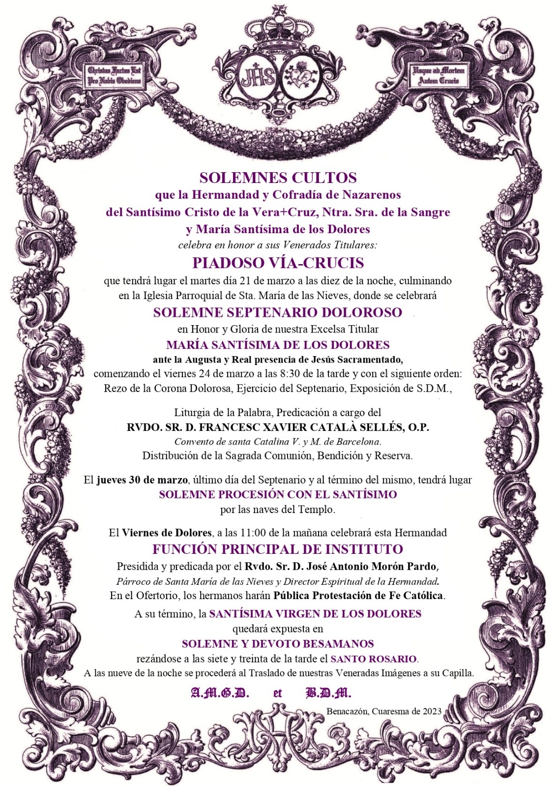 CULTOS CUARESMA VERA CRUZ