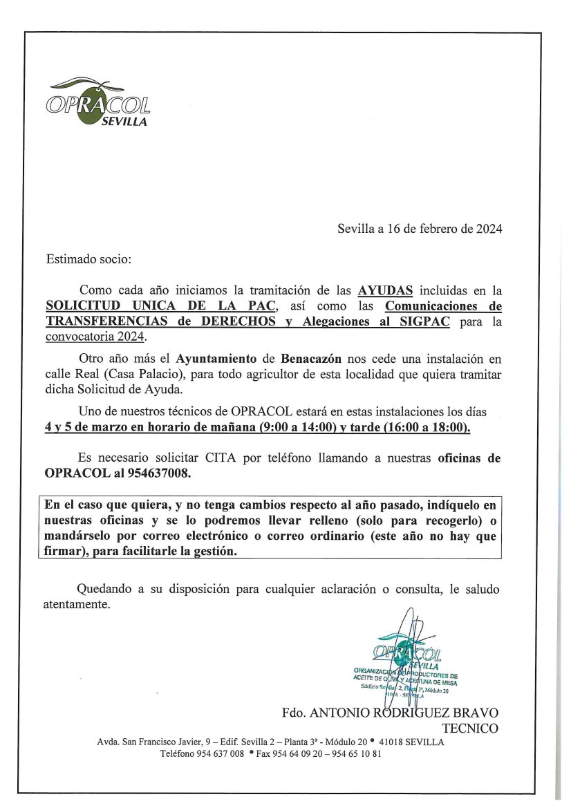 Carta Benacazon PAC 2024