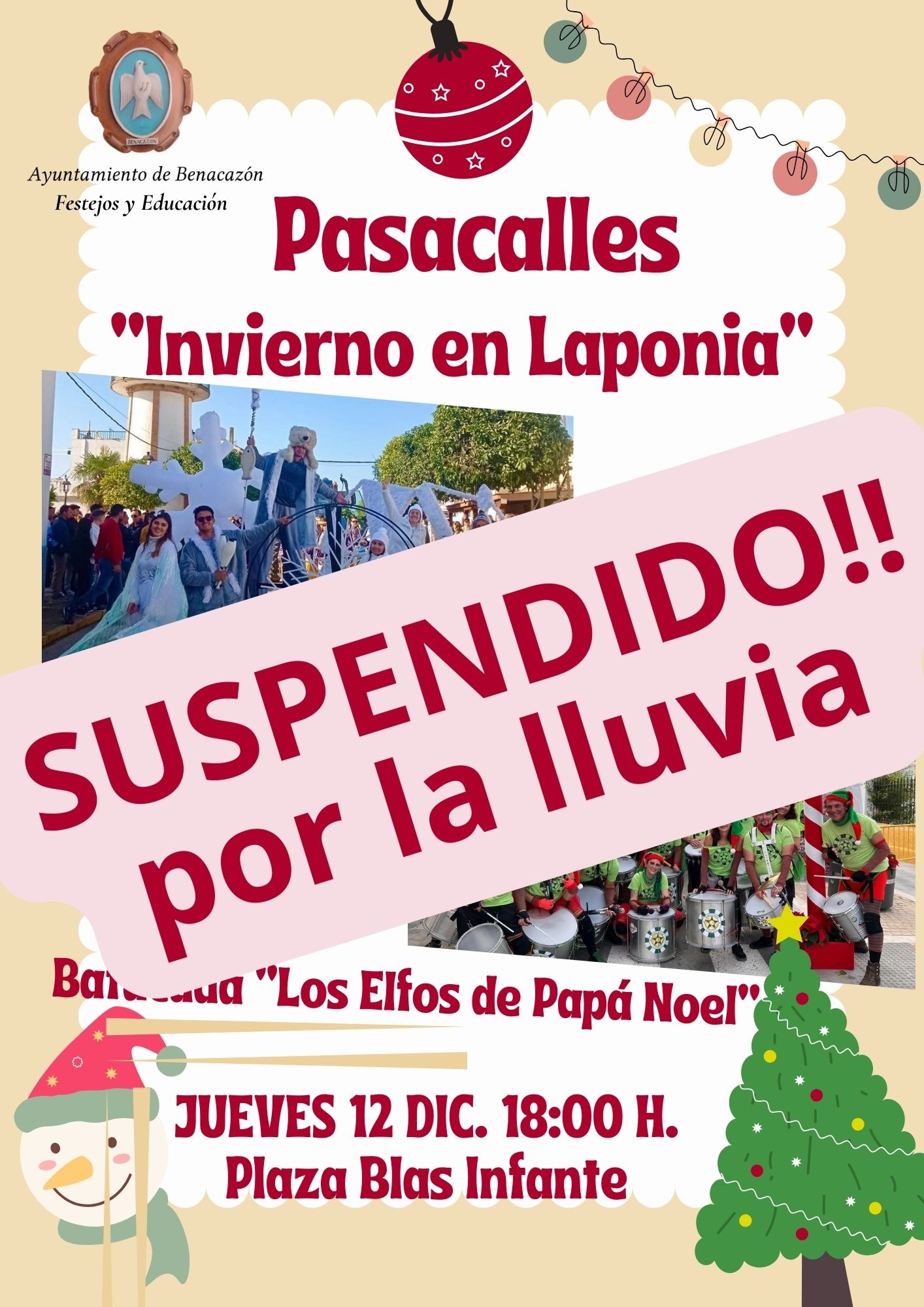 Cartel SUSPENDIDO-Pasacalles 12 dic