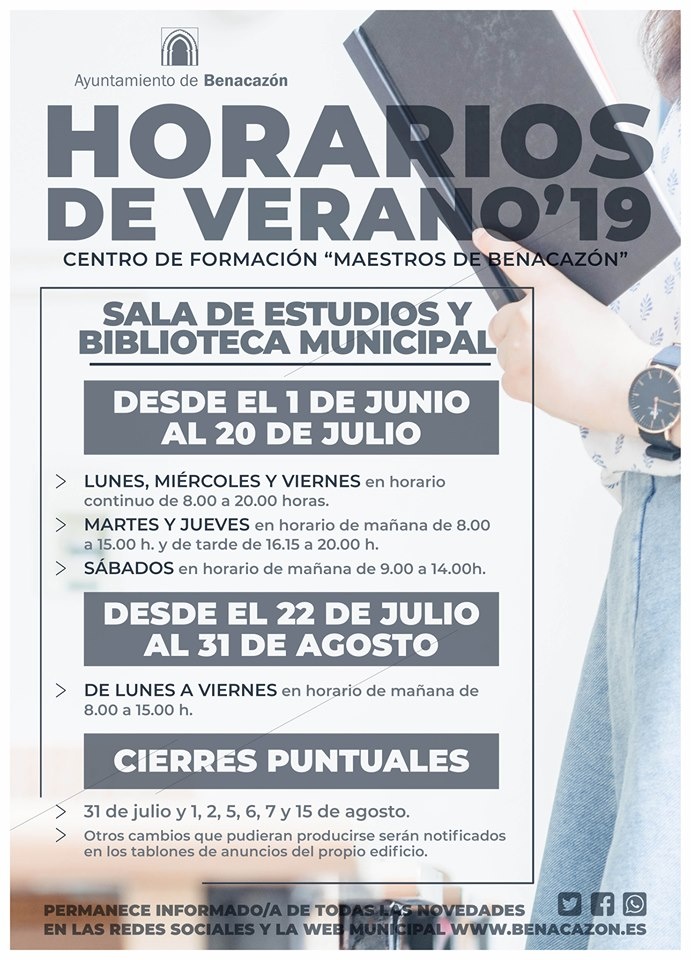 Educación_Horarios Verano 2019 Biblioteca