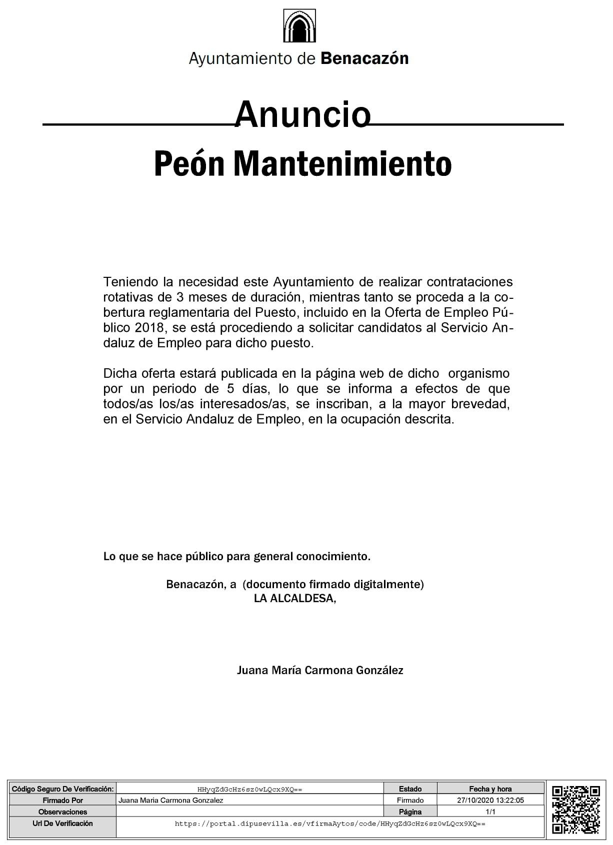 Empleo_Anuncio Peón Mantenimiento