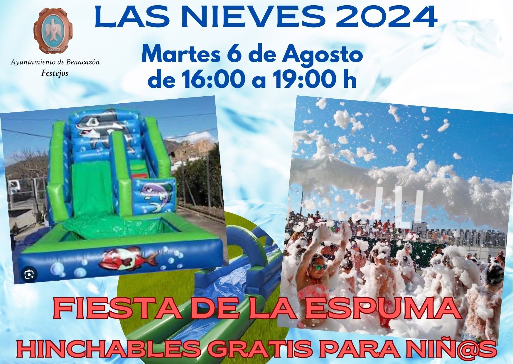 FIESTA ESPUMA-HINCHABLES GRATIS 6 AGOSTO 2024