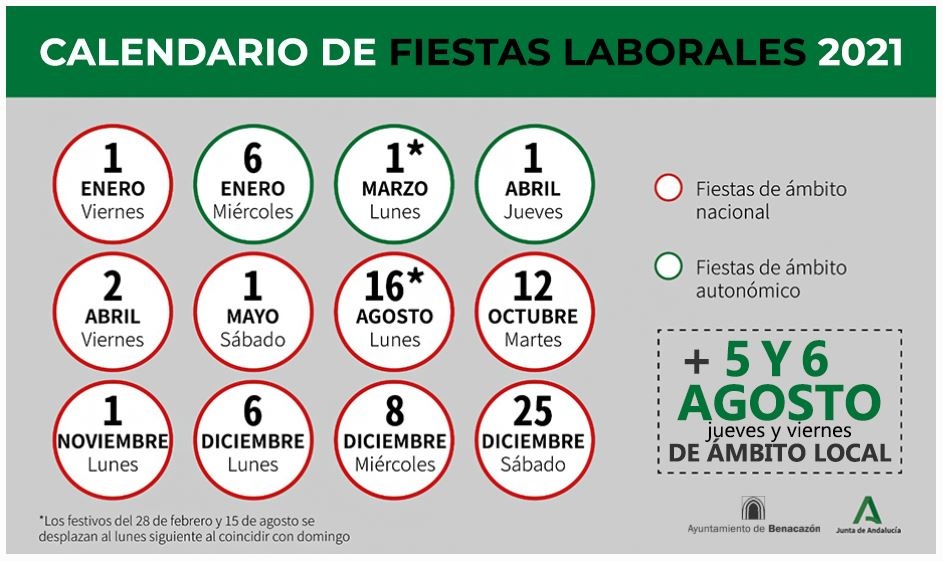 Festejos_Calendario Fiestas Laborales 2021