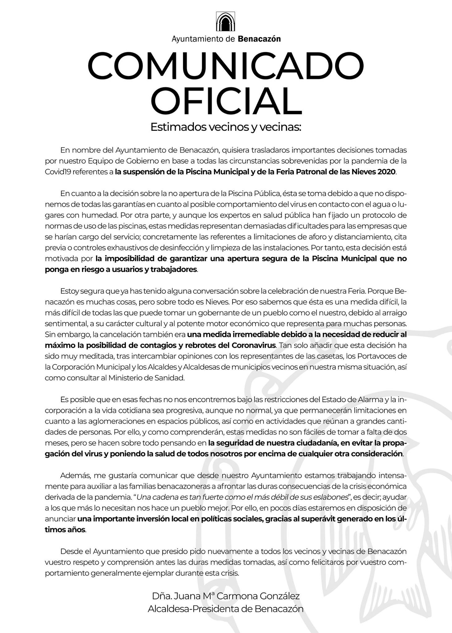 Festejos_Comunicado Las Nieves