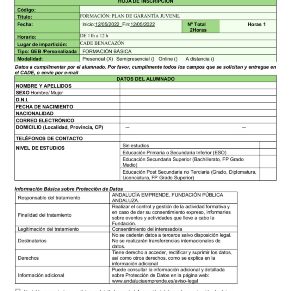 Ficha de inscripción a talleres Garantía Juvenil p.2