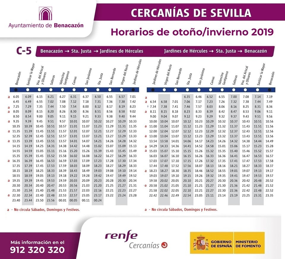 Horarios Tren Cercanías otoño 2019
