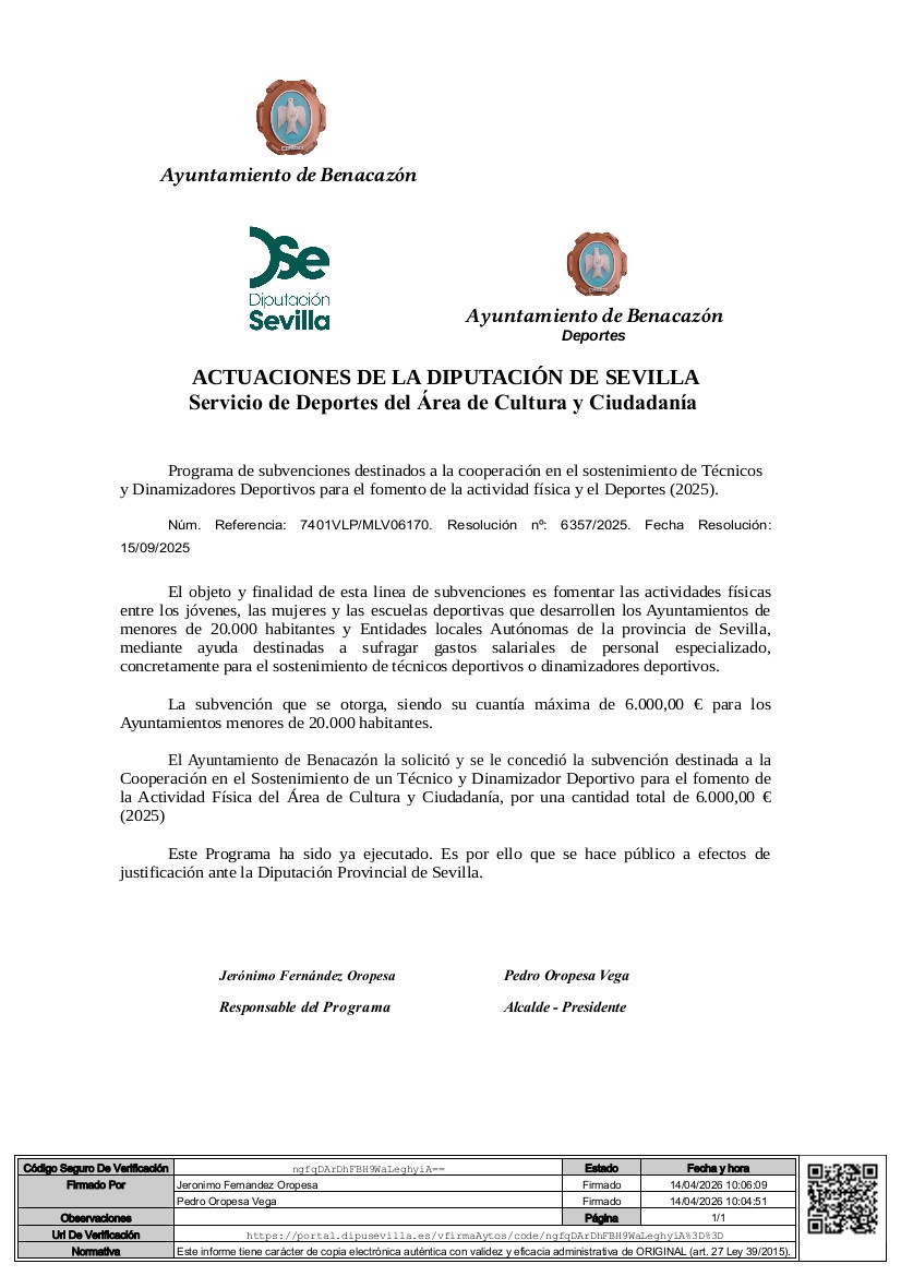 Noticia de prensa Subv Técnico Deportes 2025